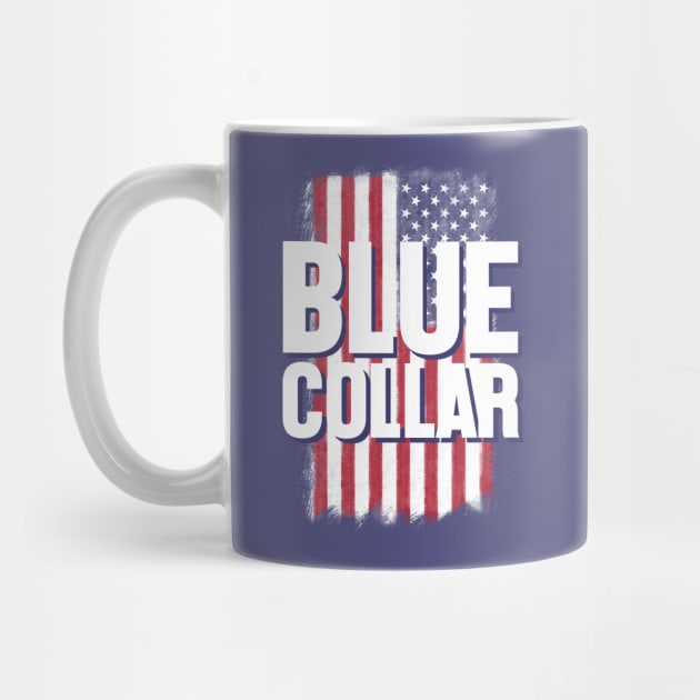 Blue collar sign over an american flag by thelazypigeon